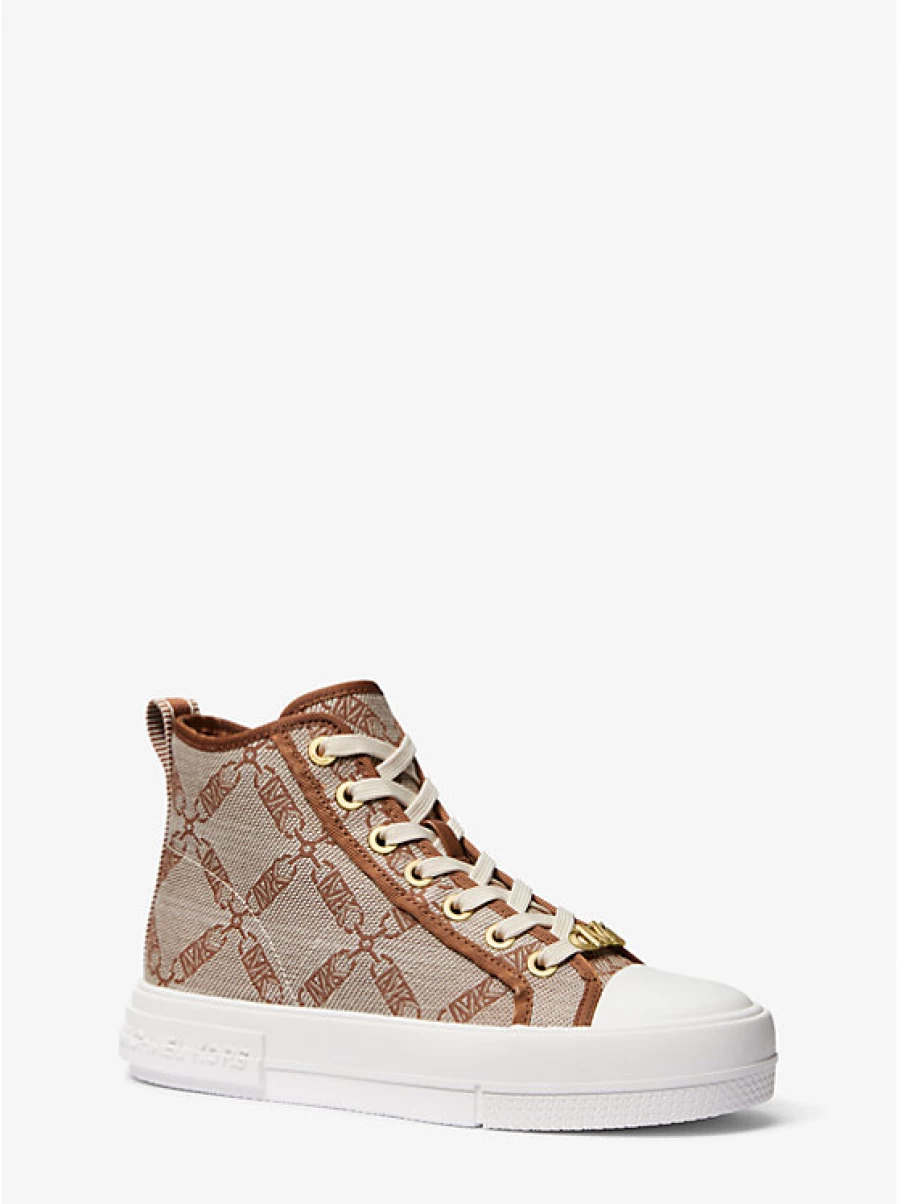 Michael Kors Women's Evy High-Top Espadrille Sneakers with Jacquard Empire Logo Design