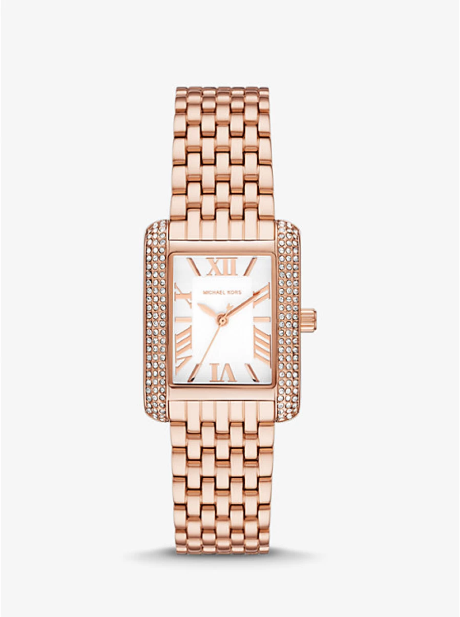 Michael Kors Women's Emery Rose Gold-Tone Watch with Paving Stone Detailing, Small Size