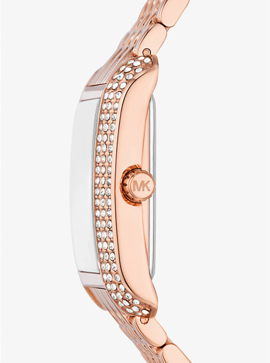 Michael Kors Women's Emery Rose Gold-Tone Watch with Paving Stone Detailing, Small Size