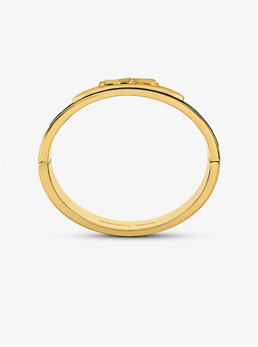 Michael Kors Women's Brass Bracelet with Embossed Crocodile Pattern & Precious Metal Plating, Empire Logo Design