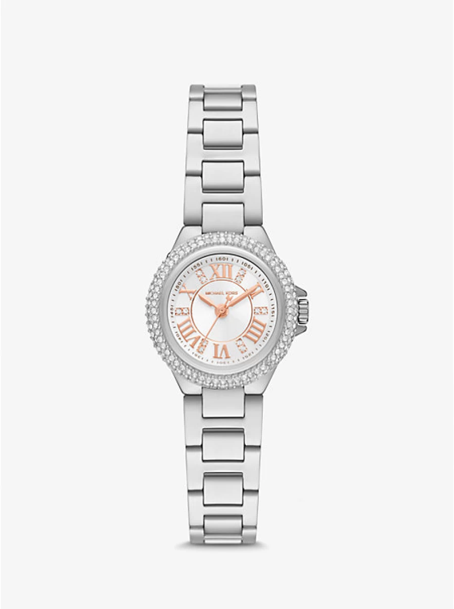 Michael Kors Women's Camille Miniature Silver Watch with Paving Stones