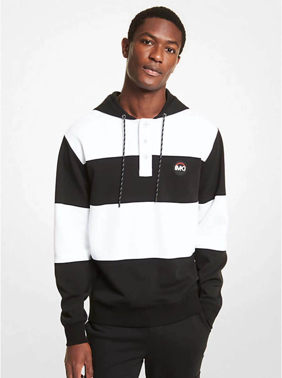 Michael Kors Men's Rugby Striped Hooded Sweater in Cotton Blend