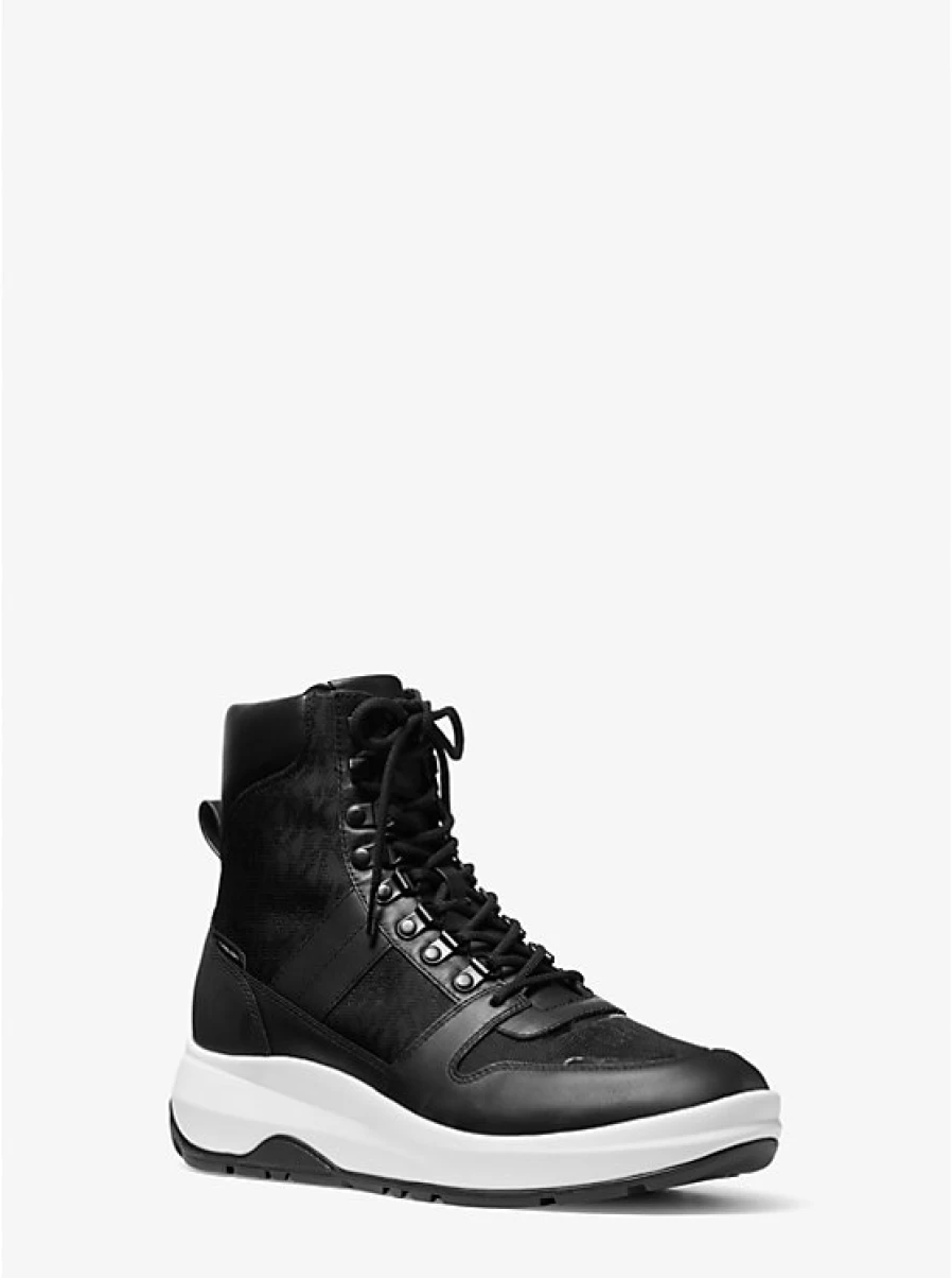 Michael Kors Men's Asher Jacquard Boot with Leather Accents and Logo Detail