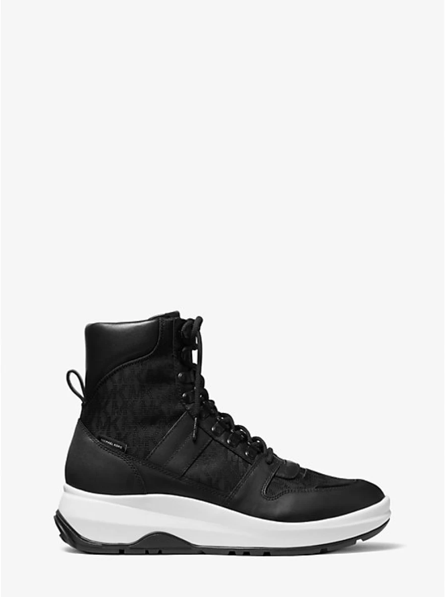 Michael Kors Men's Asher Jacquard Boot with Leather Accents and Logo Detail