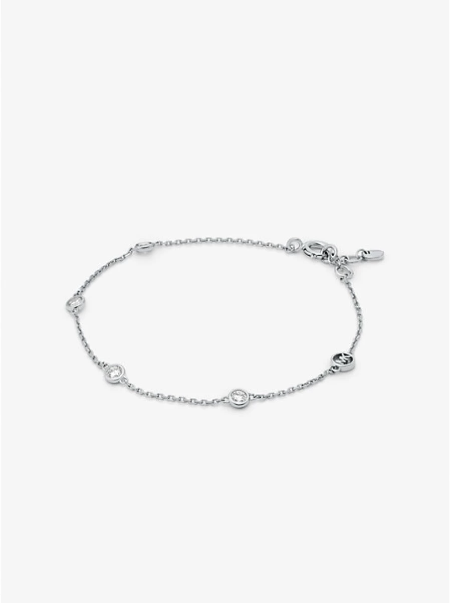 Michael Kors Women's Sterling Silver Bracelet with Cubic Zirconia & Precious Metal Plating