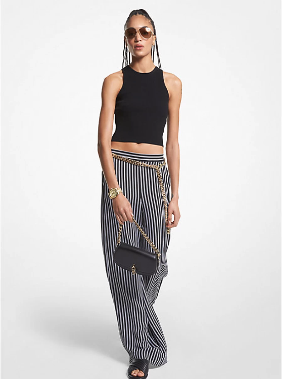 Michael Kors Women's Striped Flared Pants in Georgette Crepe - Elegant & Comfortable Trousers