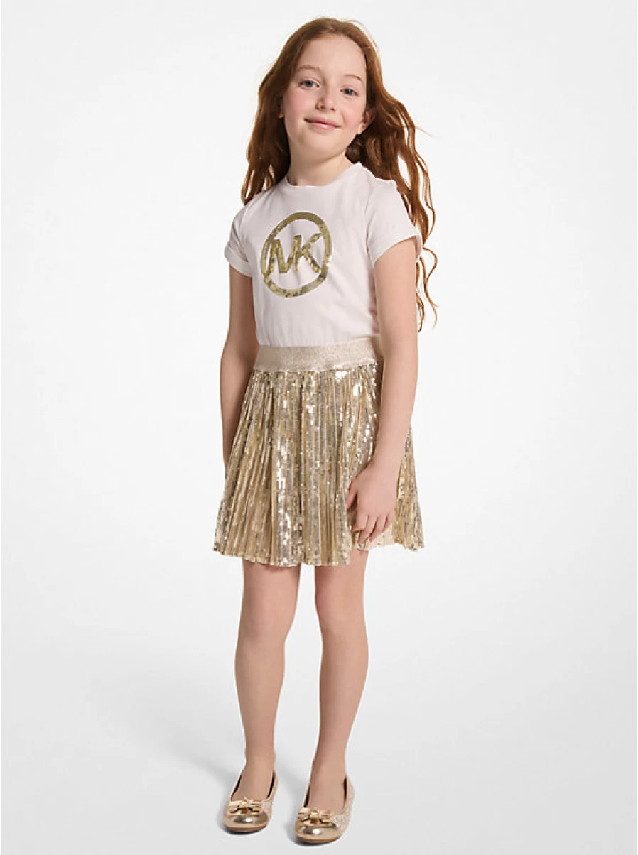 Michael Kors Kids' Metallic Glitter Logo T-Shirt Dress for Children