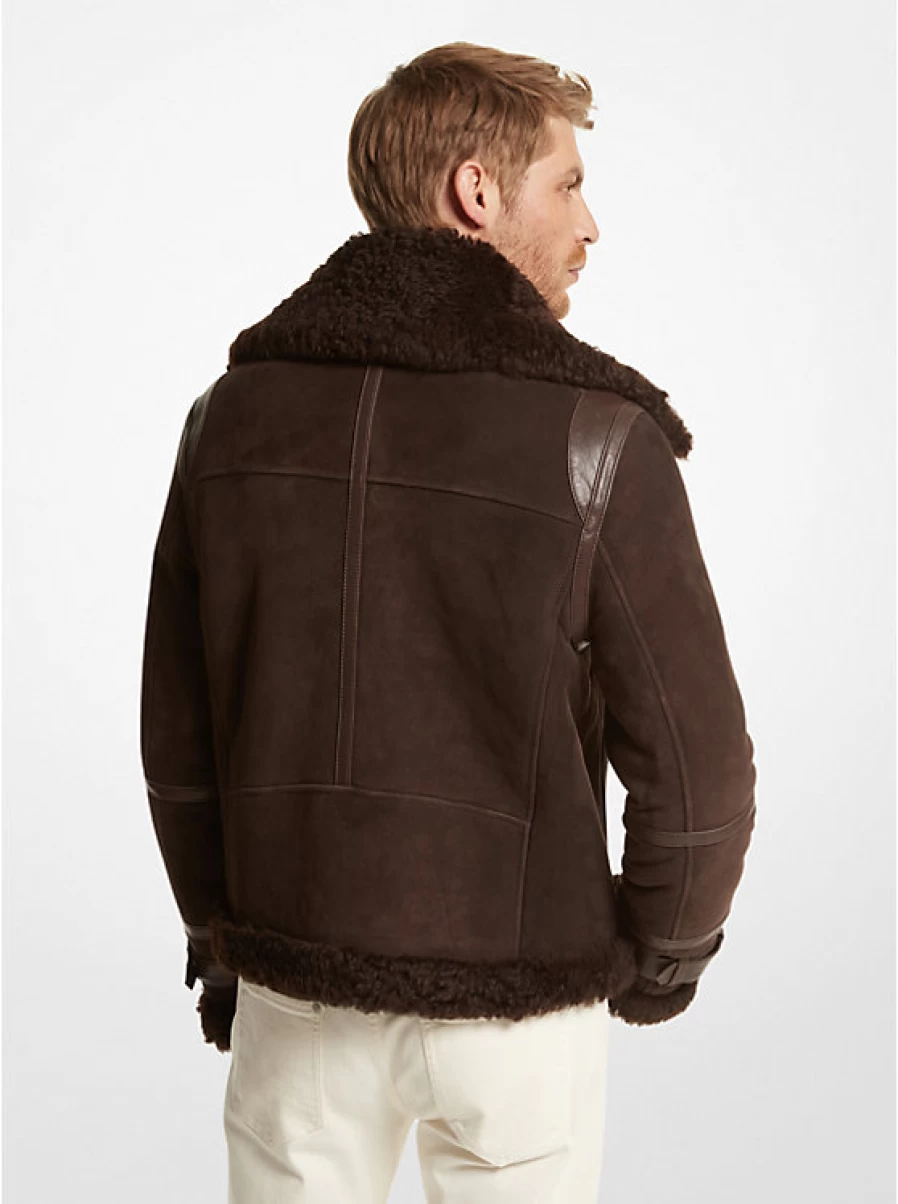 Michael Kors Men's Lamb Fleece Bomber Jacket - Soft Winter Coat for Men
