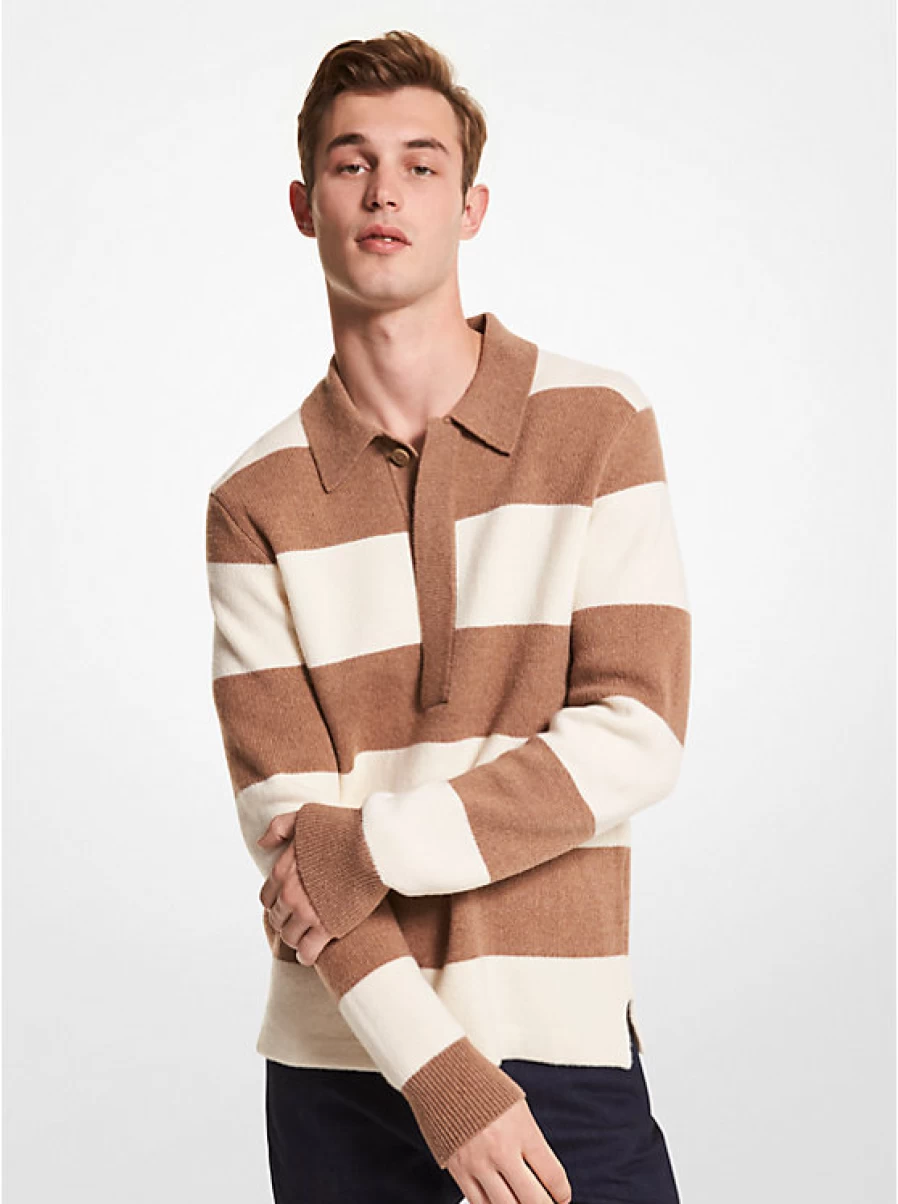 Michael Kors Men's Striped Wool Blend Sweater - Classic Knit Pullover for Men