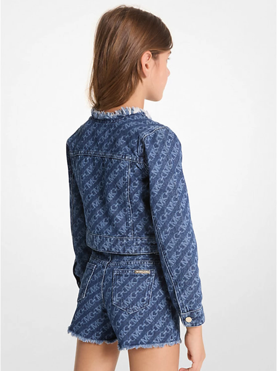Michael Kors Kids' Printed Denim Jacket with Empire Logo - Stylish Children's Denim Jacket