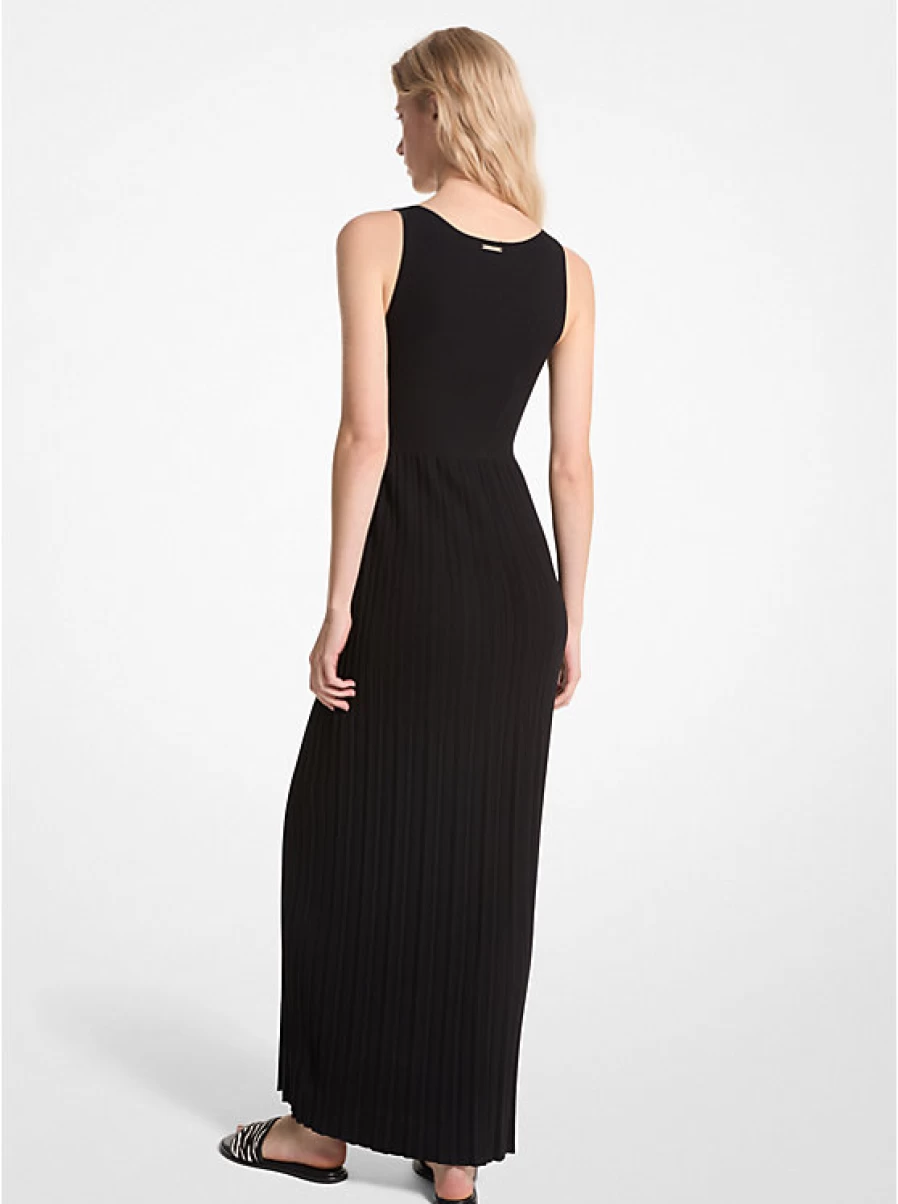Michael Kors Women's Stretchy Ribbed Knit Long Dress - Elegant Bodycon Maxi Dress for Women