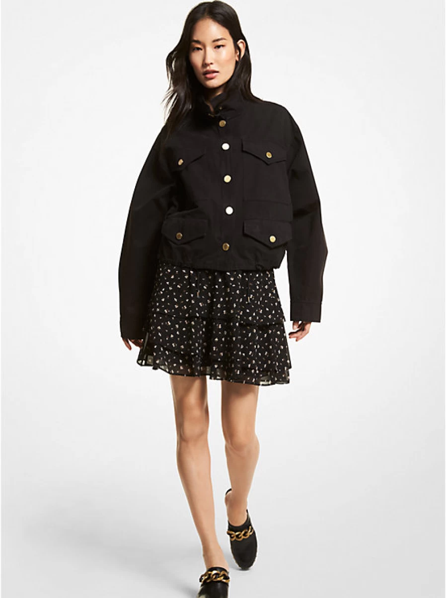 Michael Kors Women's Cotton Canvas Anorak Jacket - Lightweight Water-Resistant Outerwear