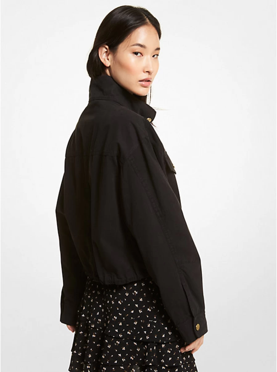 Michael Kors Women's Cotton Canvas Anorak Jacket - Lightweight Water-Resistant Outerwear