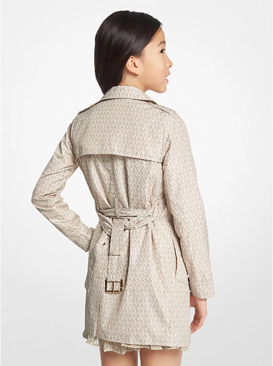 Michael Kors Kids' Long-Sleeve Trench Coat with Logo - Children's Fashion Outerwear