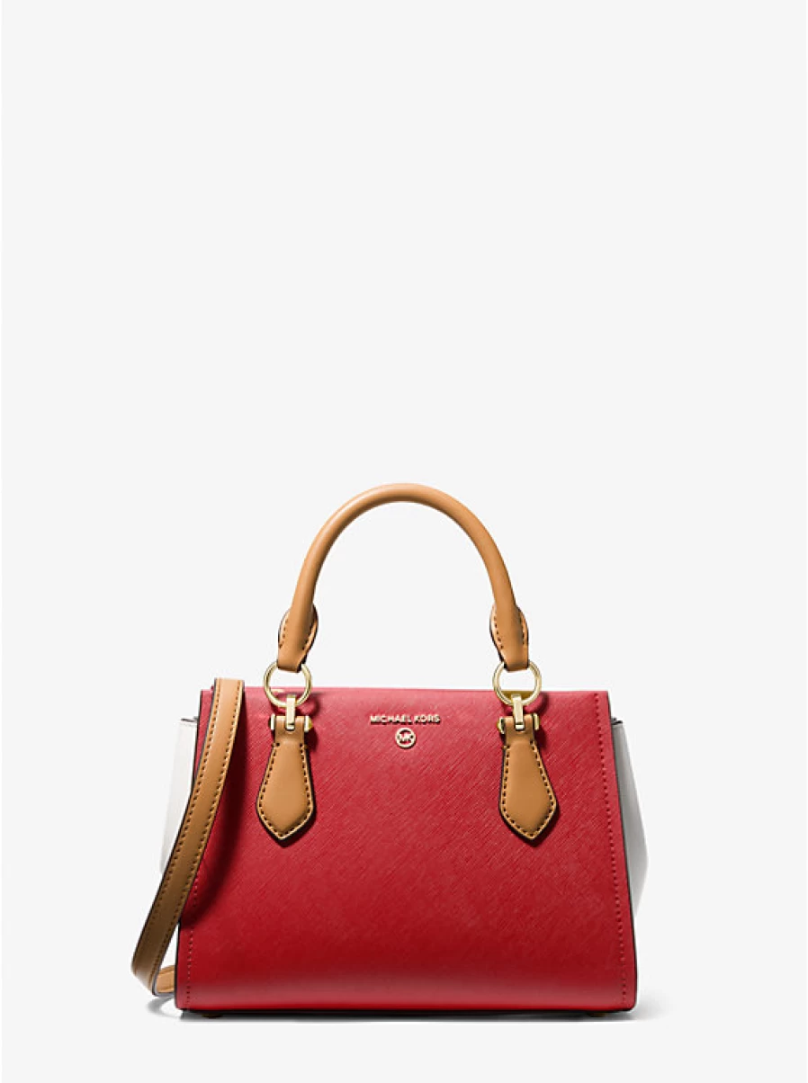 Michael Kors Women's Saffiano Leather Small Marilyn Crossbody Bag with Adjustable Shoulder Strap, Color Block Design