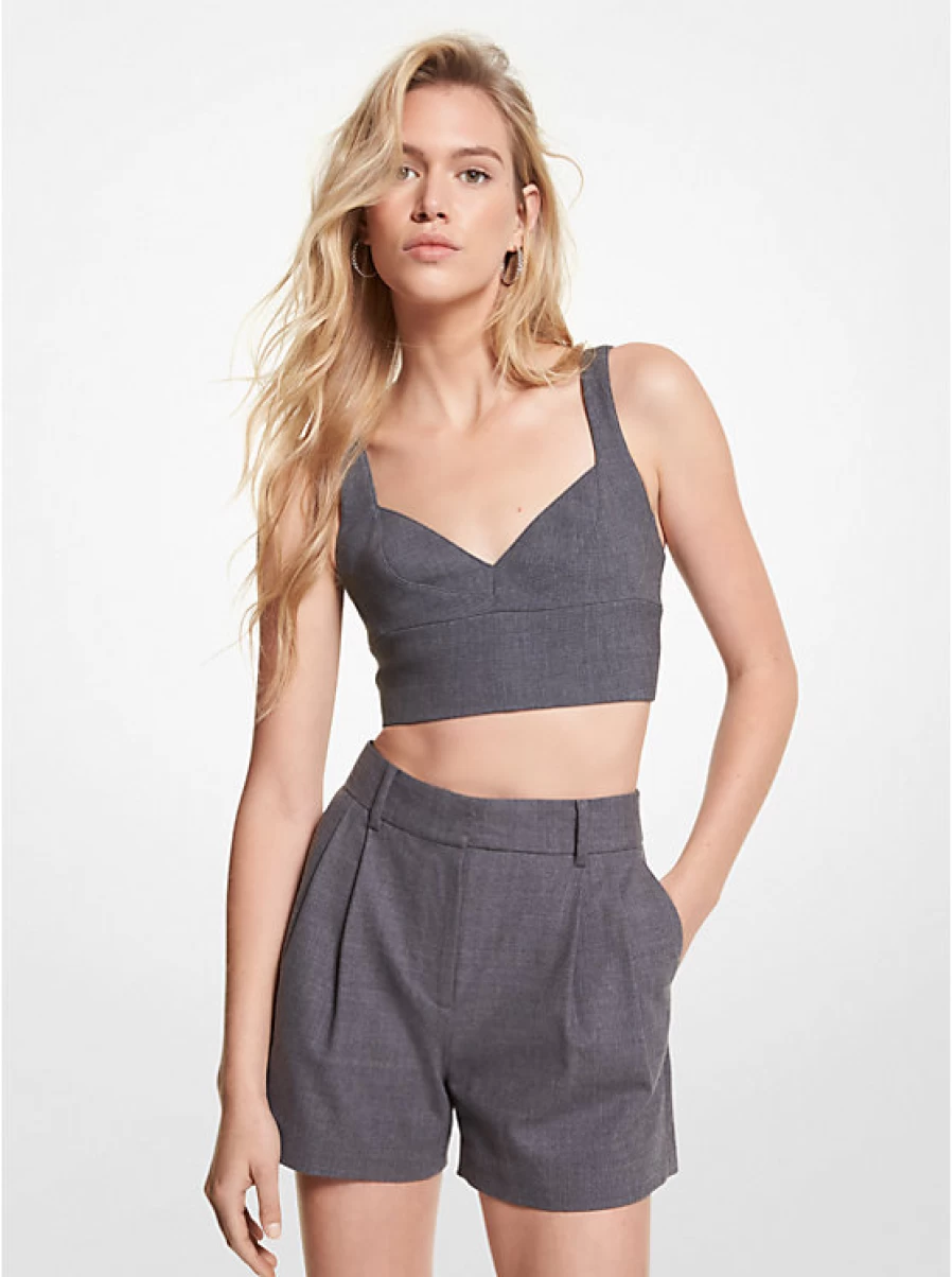 Michael Kors Women's Wool Flannel Blend Bra-Style Top