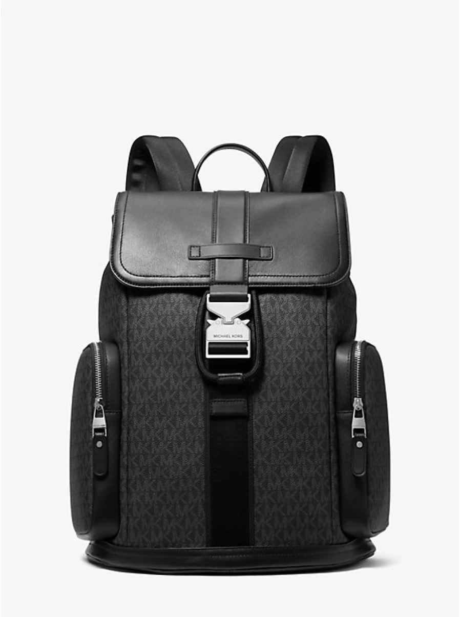 Michael Kors Hudson Men's Leather Cargo Backpack with Signature Logo
