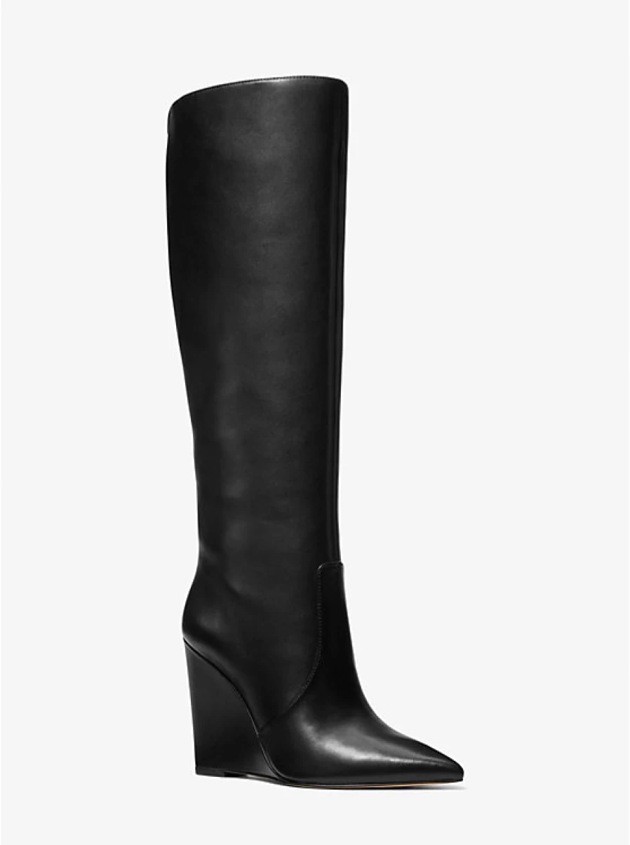 Michael Kors Women's Isra Boot with Leather Wedge Heel