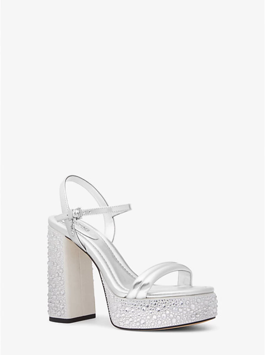 Michael Kors Women's Laci Metallic Leather Platform Sandals with Ornate Detailing