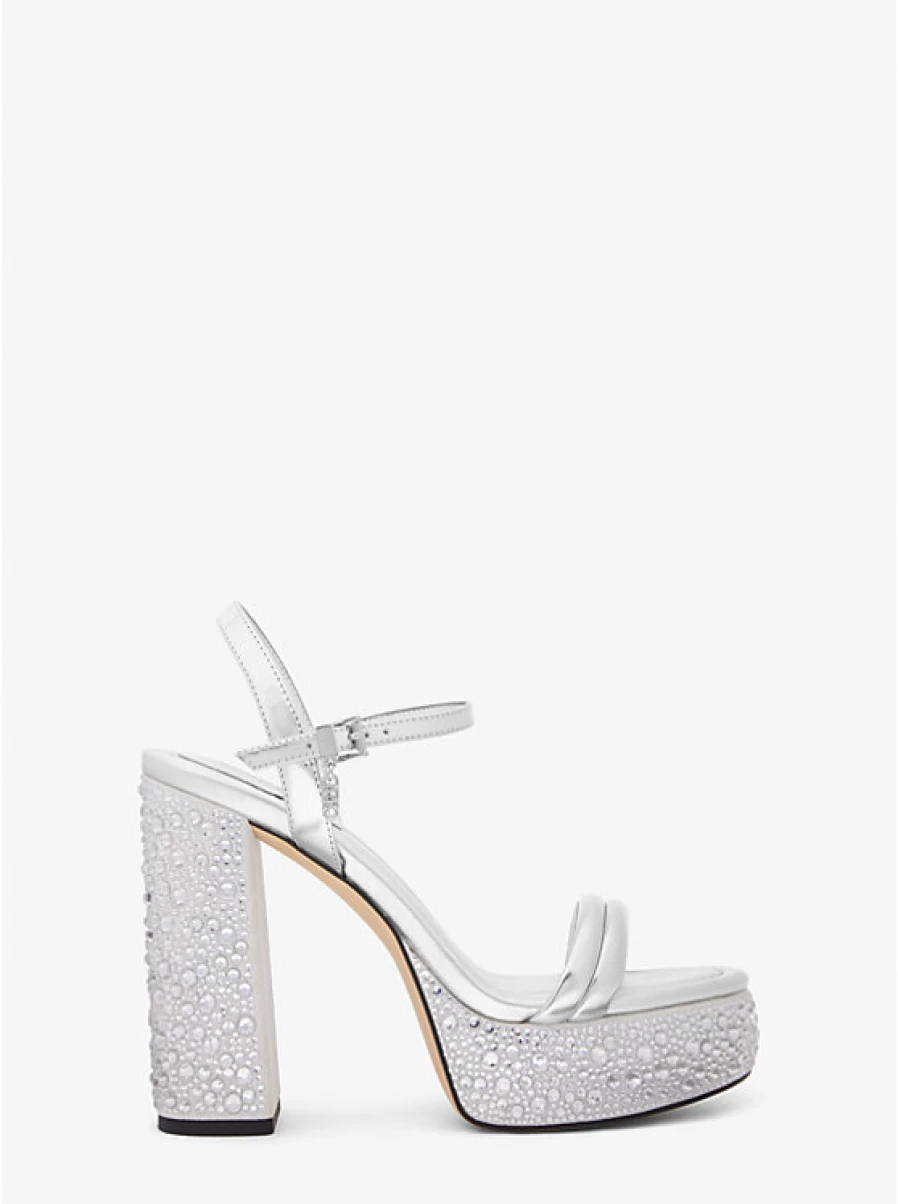 Michael Kors Women's Laci Metallic Leather Platform Sandals with Ornate Detailing