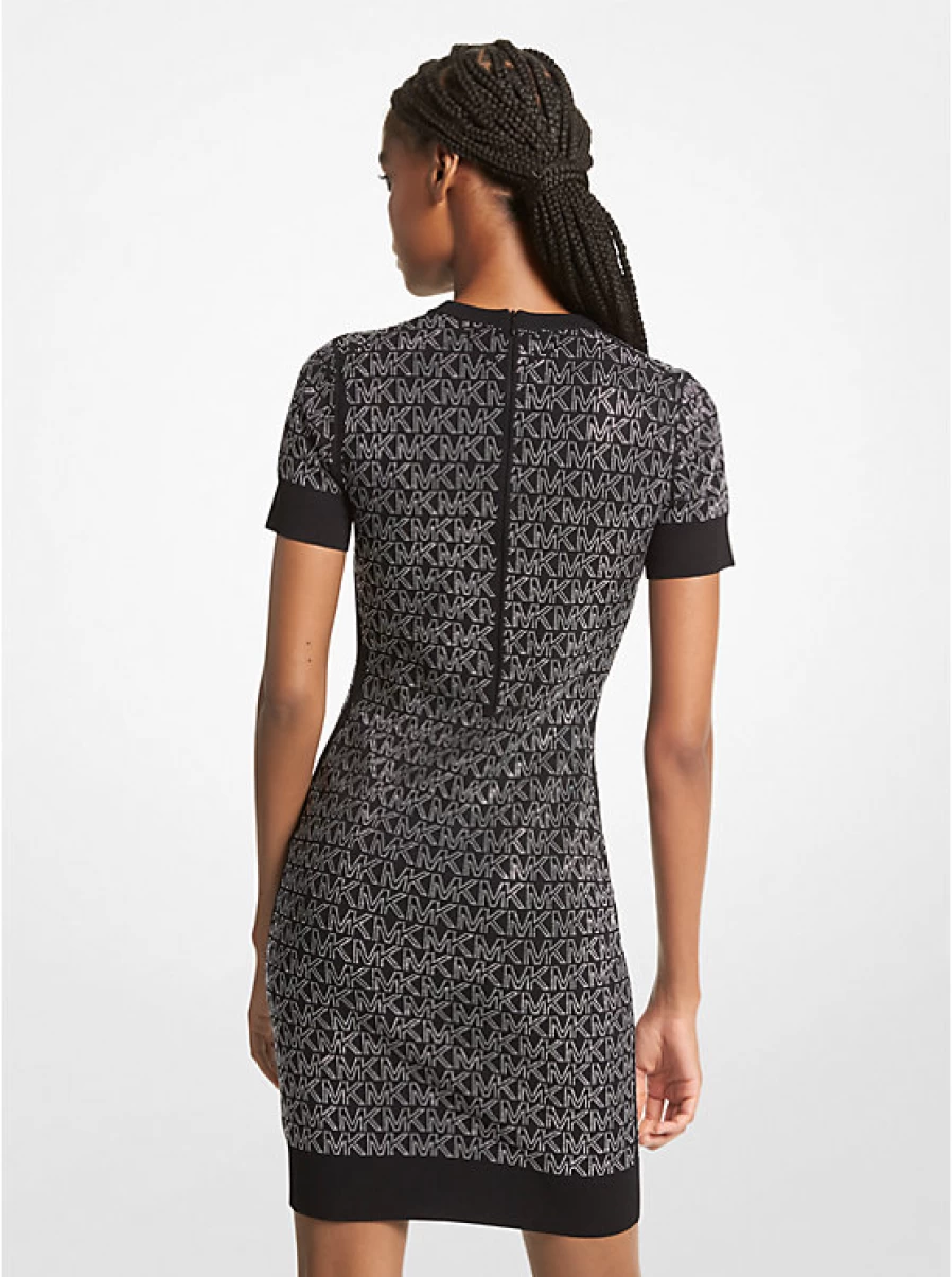 Michael Kors Women's Stretch Viscose Mini Dress with Studded Logo Detail