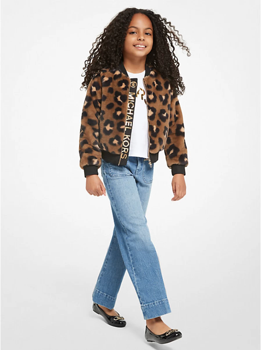 Michael Kors Kids Leopard Print Faux Fur Jacket for Children