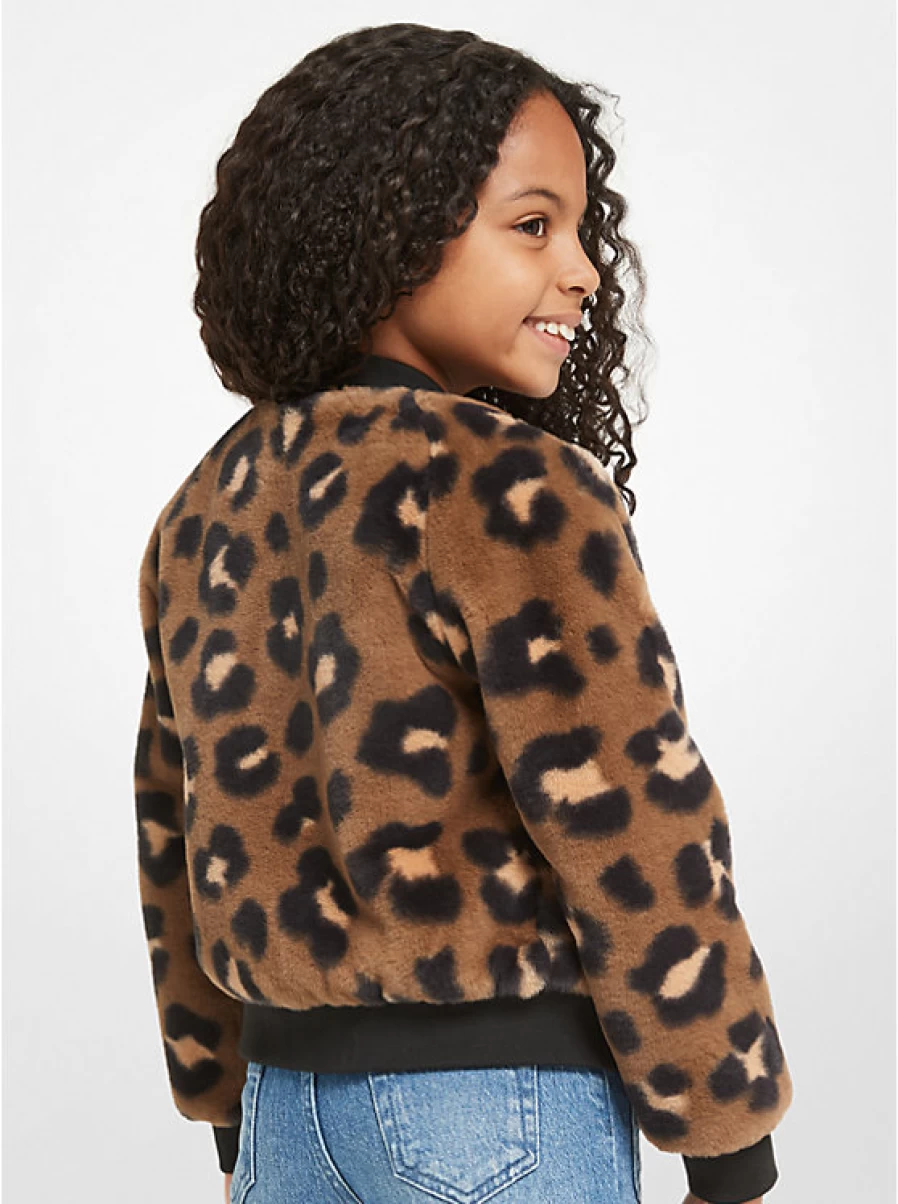 Michael Kors Kids Leopard Print Faux Fur Jacket for Children
