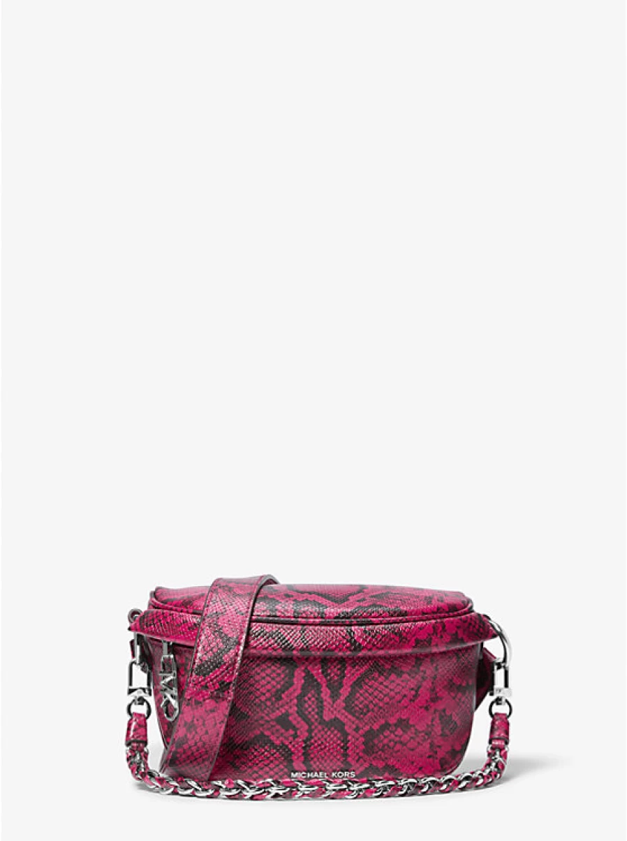 Michael Kors Women's Small Embossed Leather Backpack with Snake Pattern and Adjustable Straps