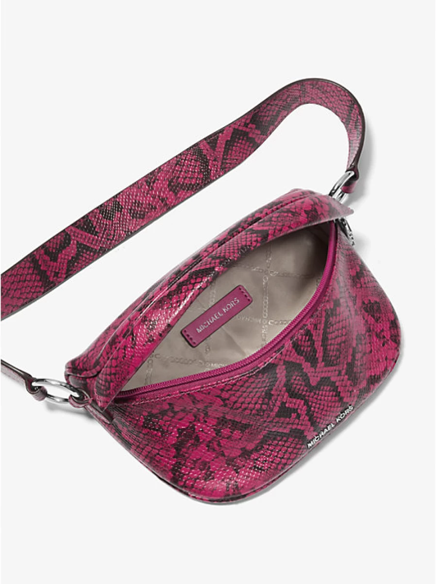 Michael Kors Women's Small Embossed Leather Backpack with Snake Pattern and Adjustable Straps