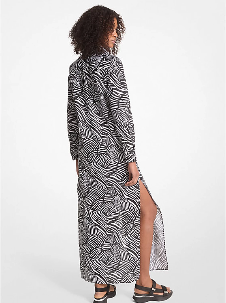 Michael Kors Women's Zebra Print Organic Cotton Lawn Shirt Dress