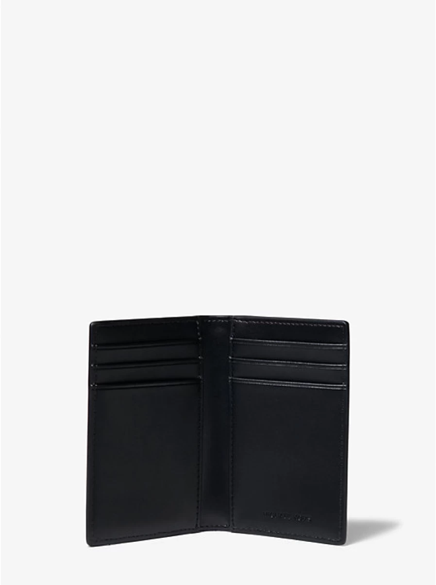 Michael Kors Hudson Men's Leather Card Holder with Dual Flap Design