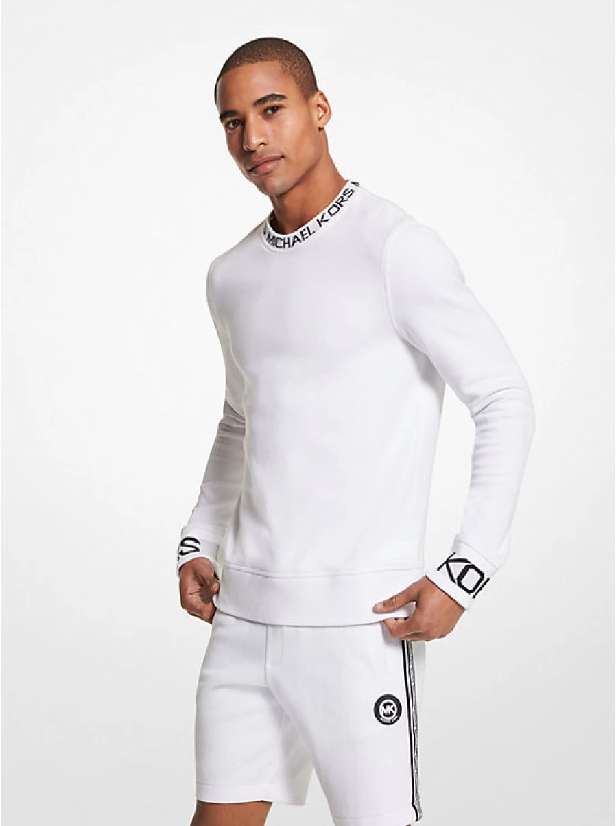 Michael Kors Men's Ribbon Logo Long-Sleeve Cotton-Blend Sweater