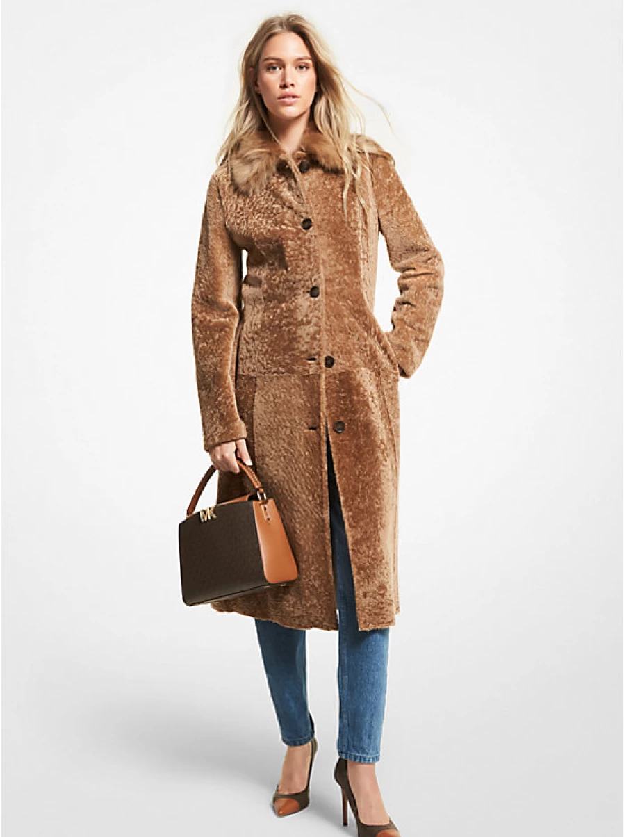 Michael Kors Women's Lamb Fleece Coat - Soft Winter Outerwear