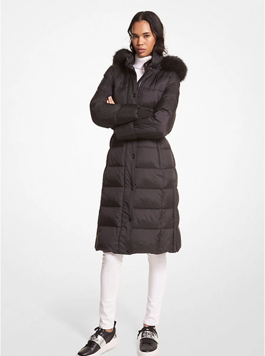 Michael Kors Women's Quilted Nylon Coat with Belt, Lightweight Waterproof Jacket for Fall and Winter