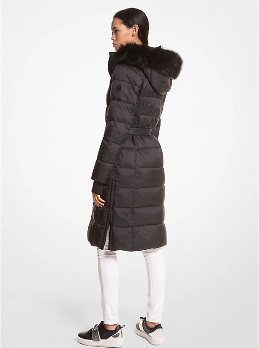 Michael Kors Women's Quilted Nylon Coat with Belt, Lightweight Waterproof Jacket for Fall and Winter