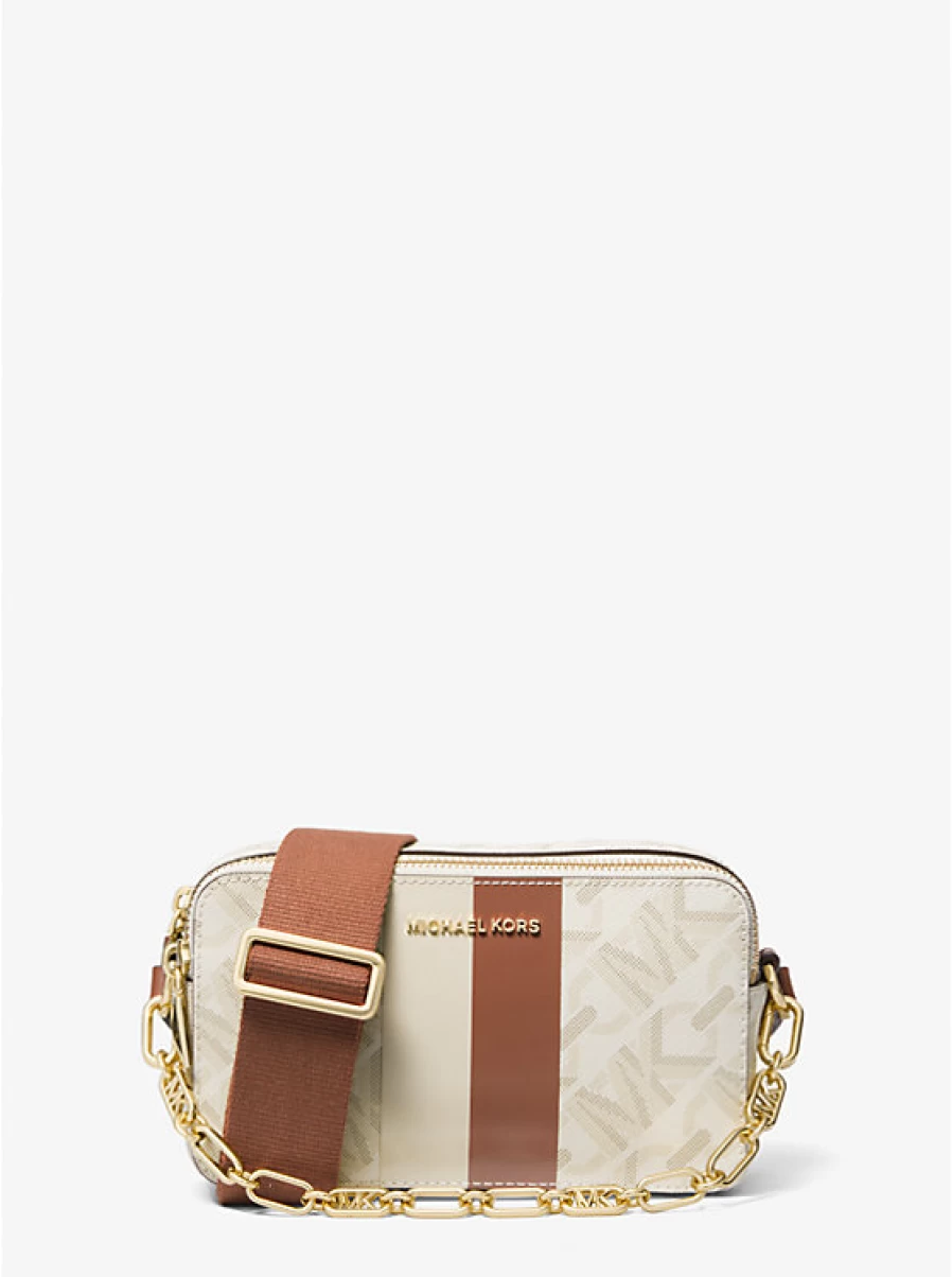Michael Kors Women's Jet Set Small Crossbody Camera Bag with Double Zipper & Signature Logo