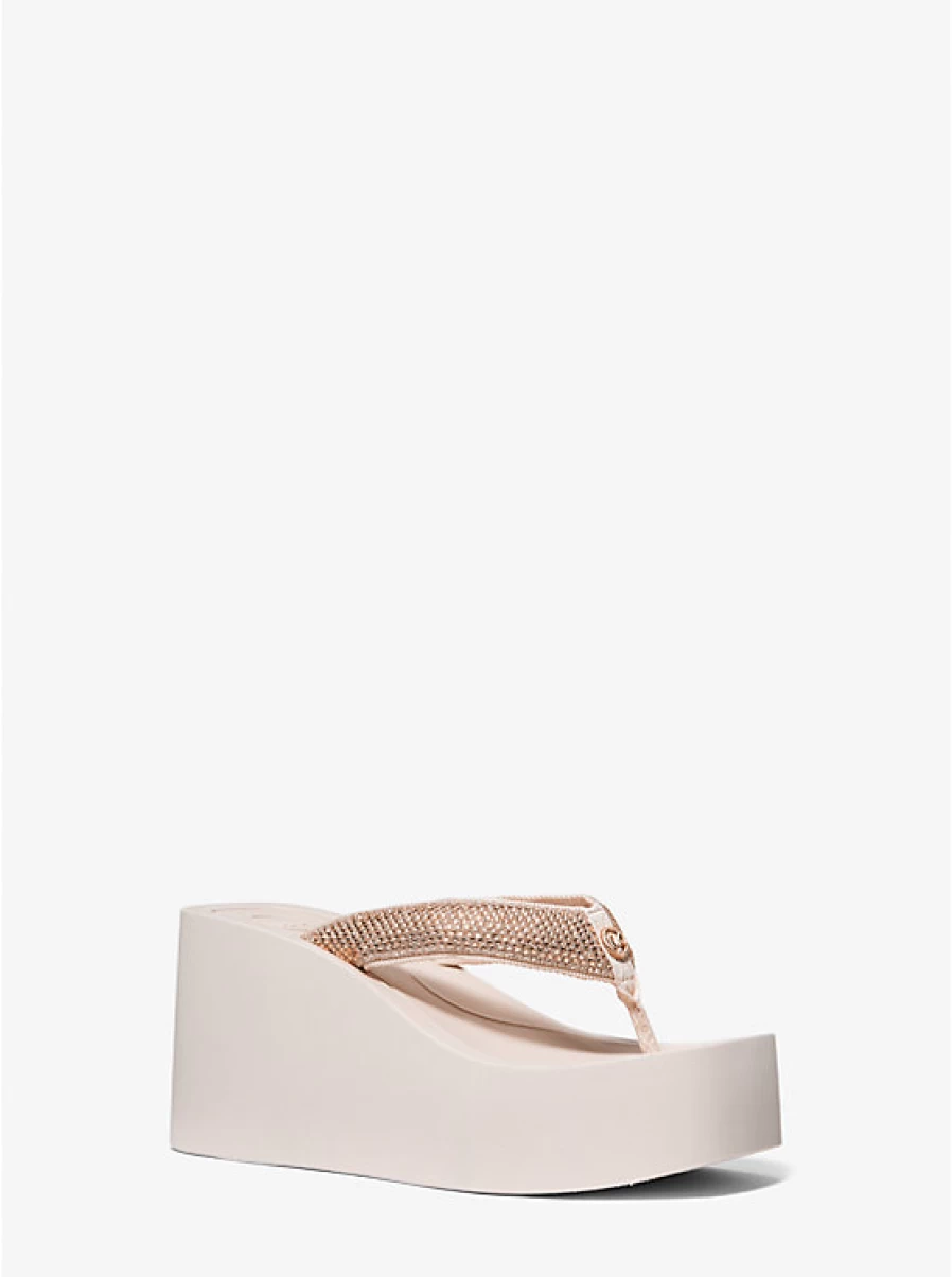 Michael Kors Women's Sandal Chandler Platform with Mesh and Glittering Chain Details