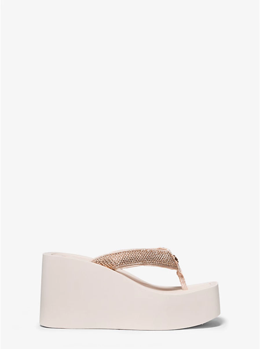 Michael Kors Women's Sandal Chandler Platform with Mesh and Glittering Chain Details