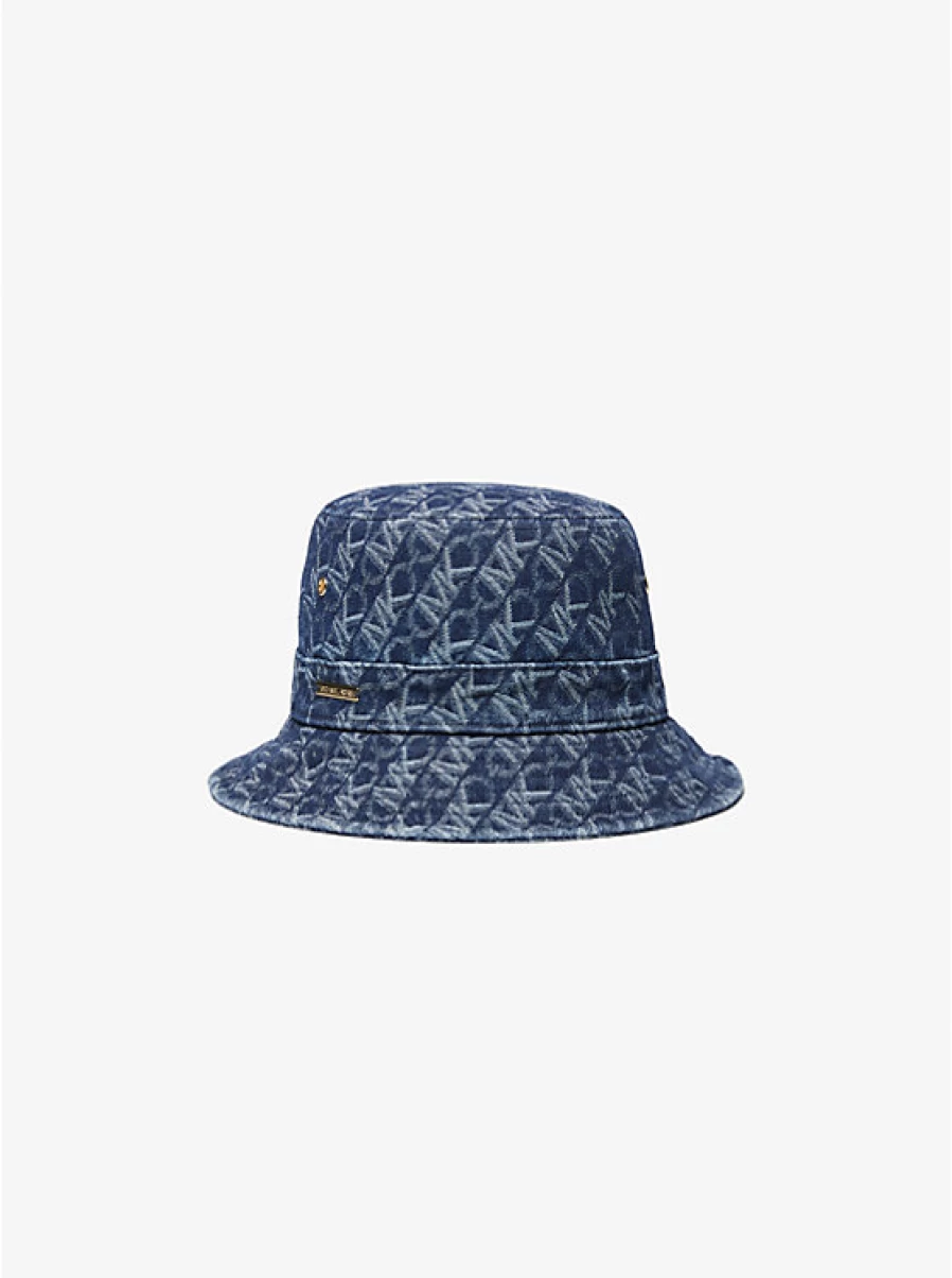 Michael Kors Women's Jacquard Denim Bucket Hat with Empire Logo Design