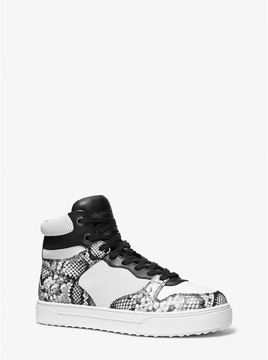 Michael Kors Men's Barett High-Top Sneakers in Embossed Snake-Pattern Leather