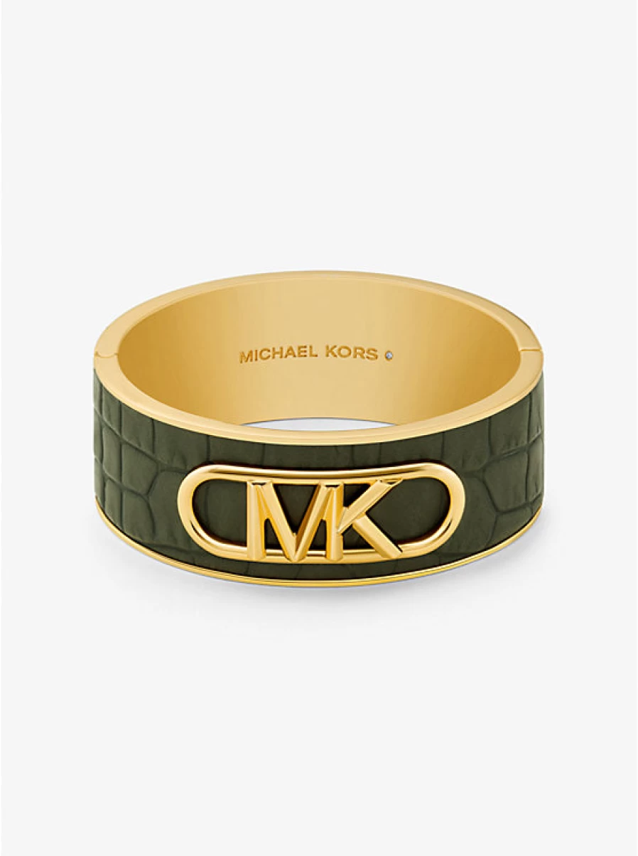 Michael Kors Women's Brass Bracelet with Embossed Crocodile Pattern & Precious Metal Plating
