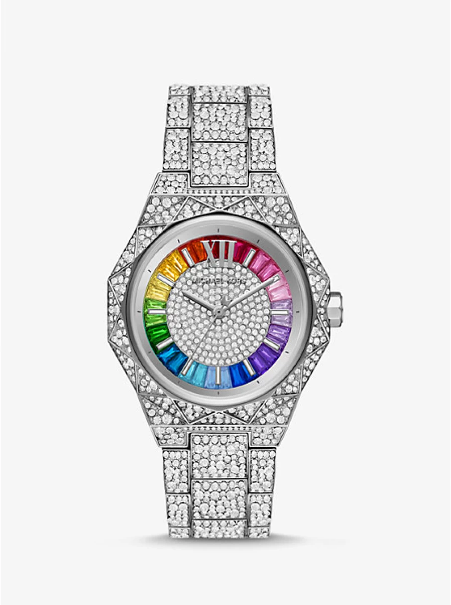 Michael Kors Raquel Oversized Silver-Tone Watch with Paving Stones - Limited Edition for Women