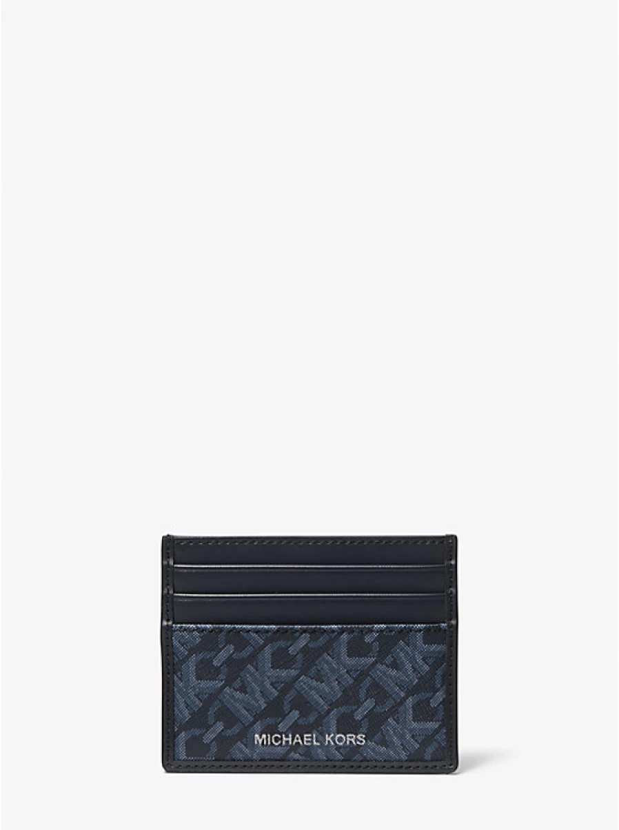 Michael Kors Men's Large Hudson Card Holder with Empire Signature Logo - Genuine Leather RFID Wallet for Men