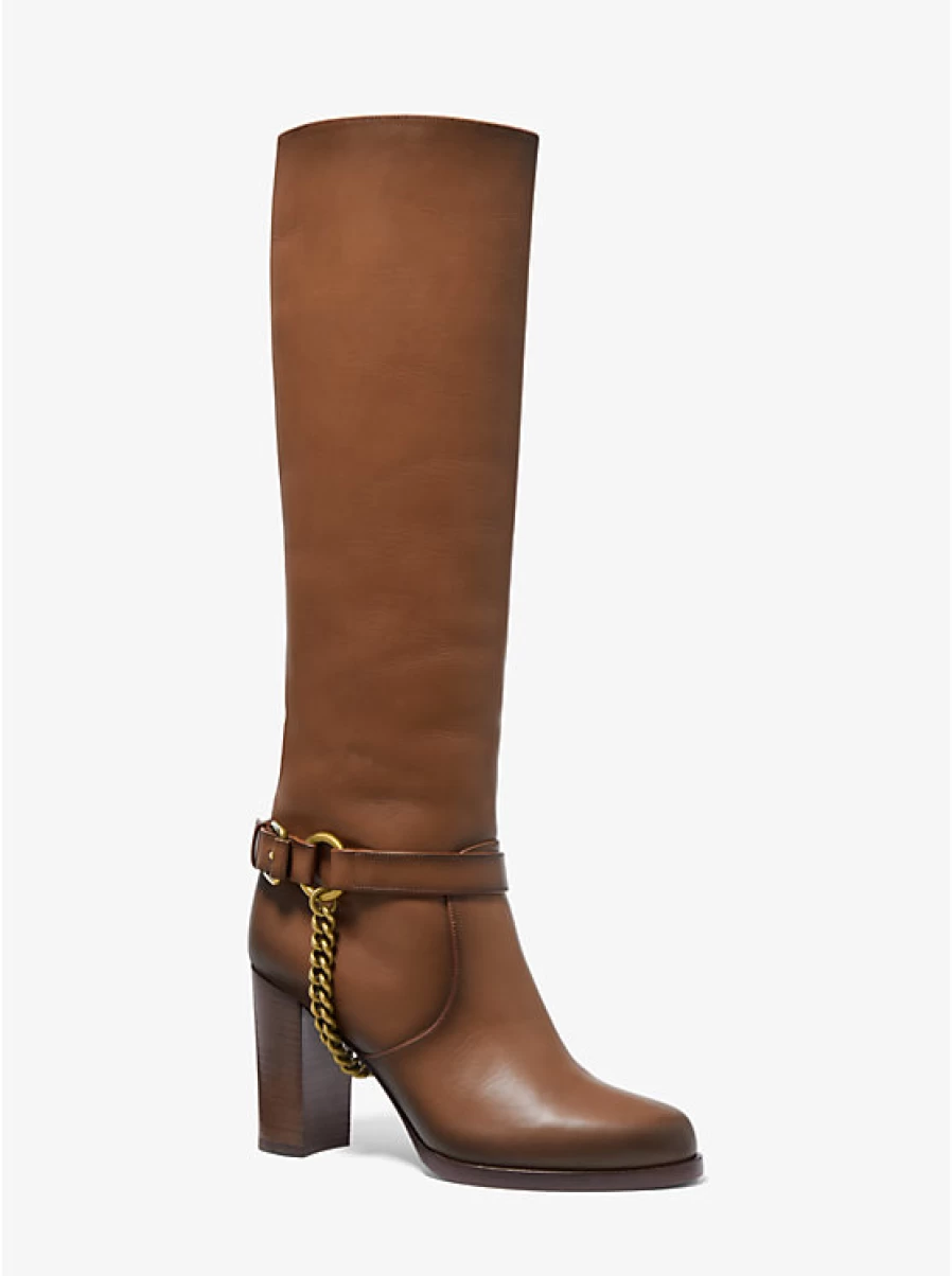 Michael Kors Women's Arlette Burnished Leather Boots with Decorative Details
