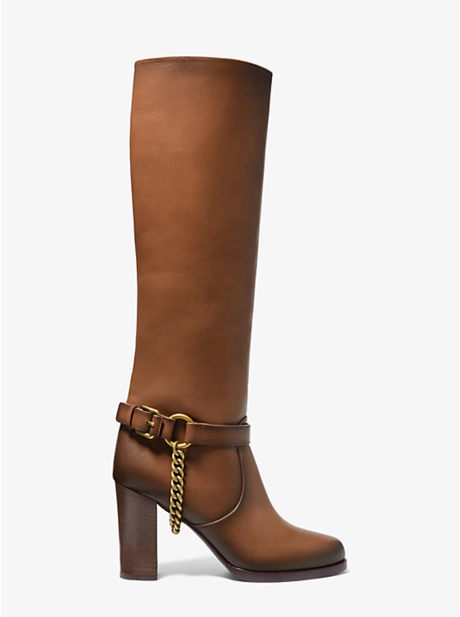 Michael Kors Women's Arlette Burnished Leather Boots with Decorative Details