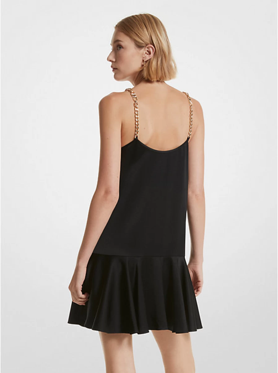 Michael Kors Women's Satin Tank Dress with Chain Detail Elegant Slip Dress