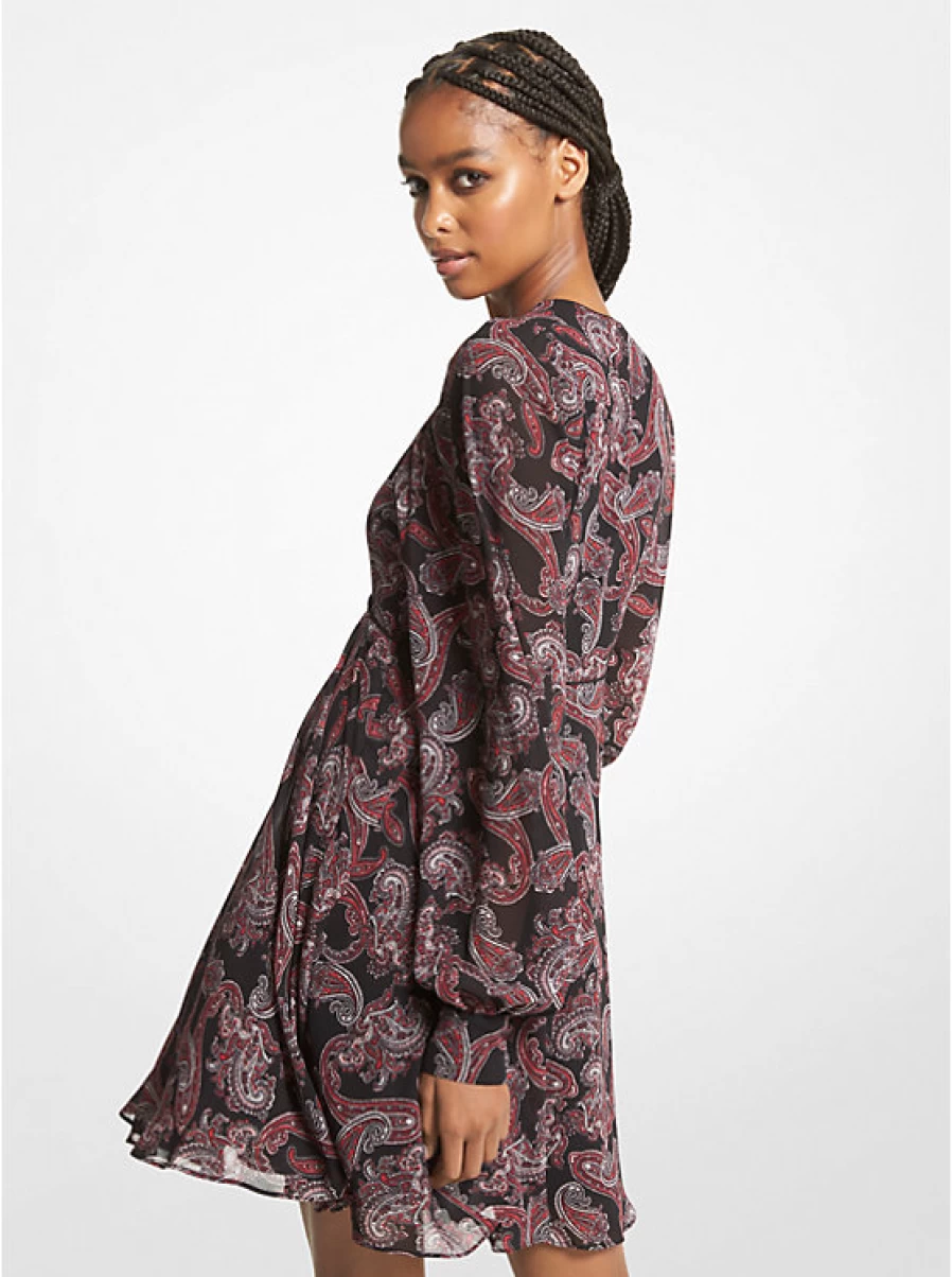 Michael Kors Women's Embroidered Paisley Georgette Crepe Dress