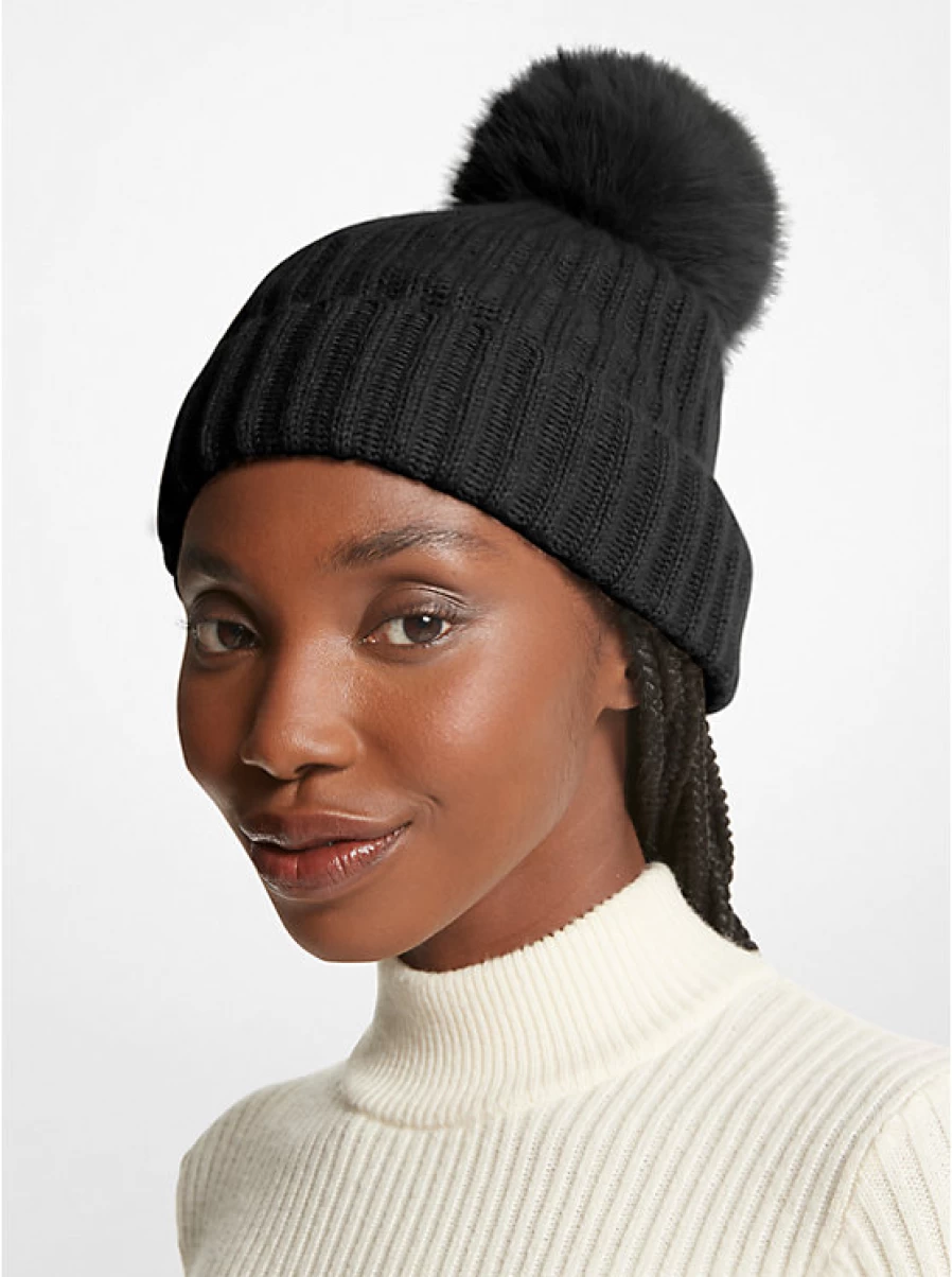 Michael Kors Women's Ribbed Cashmere Winter Hat - Soft Luxurious Knit Beanie