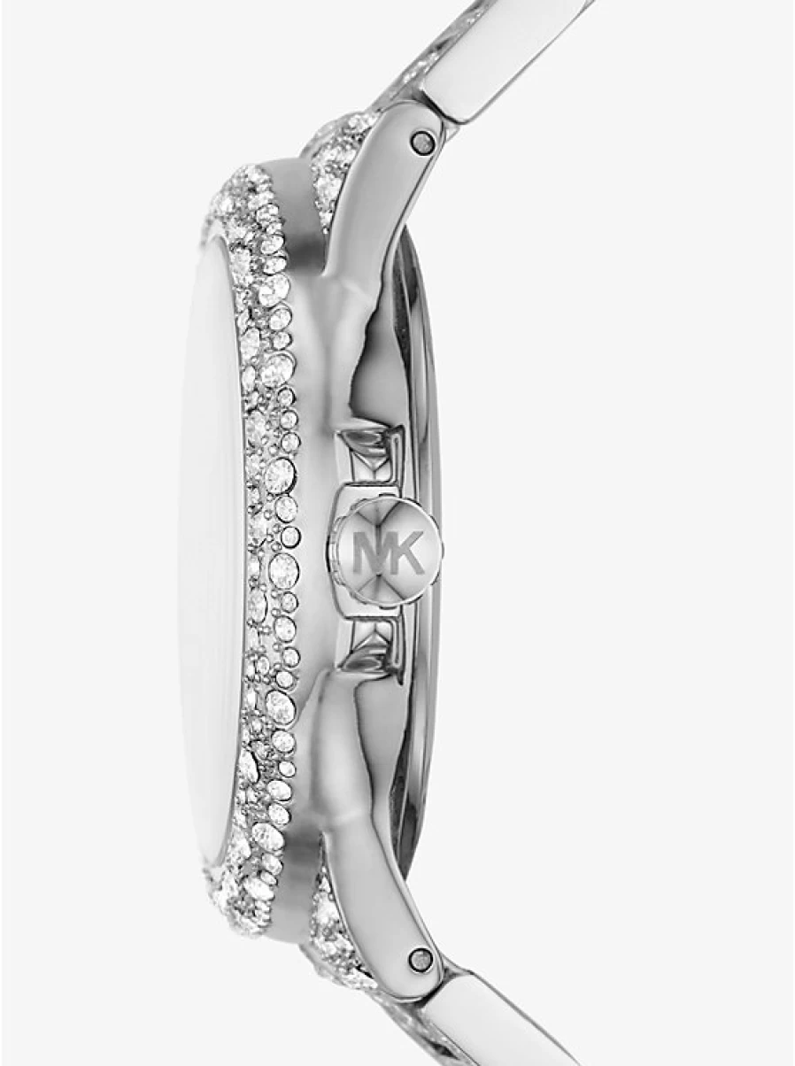 Michael Kors Women's Oversized Camille Silver-Tone Watch with Paving Stone Accents