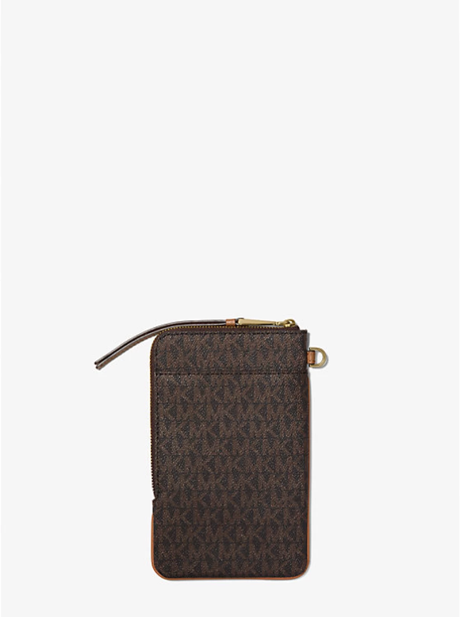 Michael Kors Women's Medium to Large Zippered Pouch with Strap and Logo Zipper